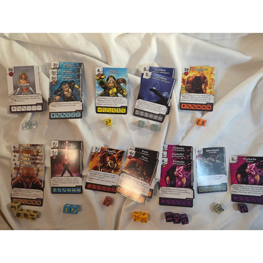 Marvel Dice Masters X-Men Avengers Card and Die Lot Professor X Emma Frost